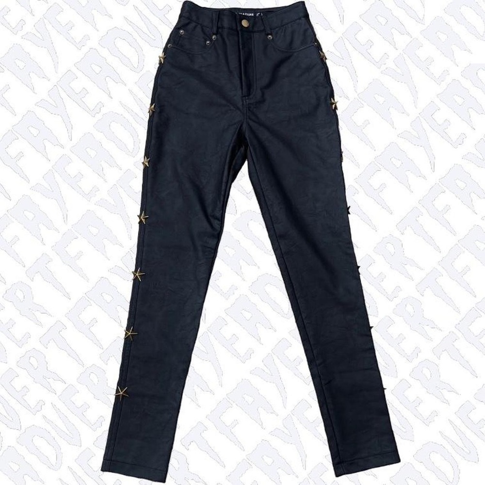 Faux Leather Pants with Brass Stars